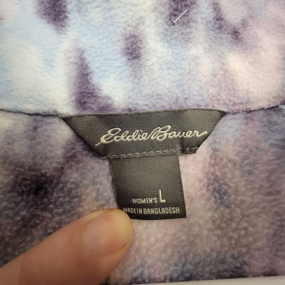 Eddie Bauer Purple Blue Cloud Wash 1/4 Zip Fleece Pullover Mock Neck L - Picture 6 of 8